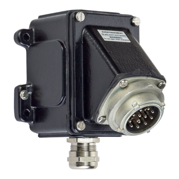 06-A6001 - PXN12c INLET/ANGLE ADAPTER/BOX 45 DEGREE METAL BLACK SIZE 1 IP 65/66 11P+G 10A 220 VAC 50/60 Hz M32 .470-.820 in